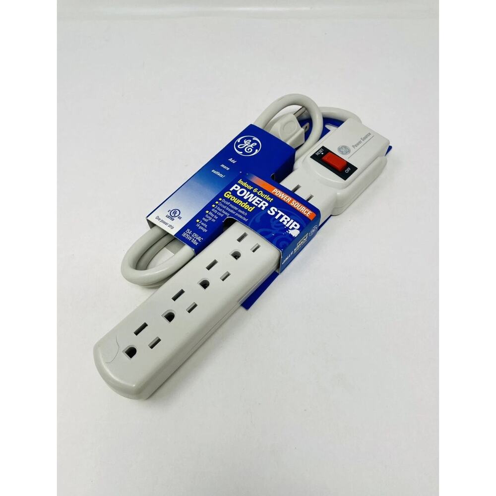 GE 6-Outlet Grounded Power Strip with 3-foot Cord 57244 New